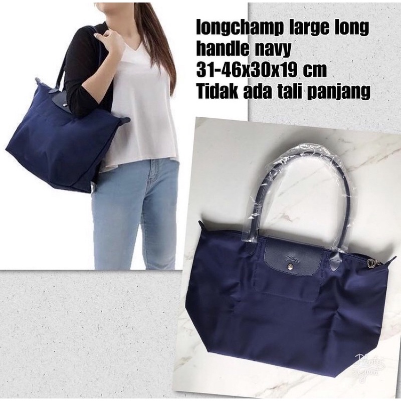 tas wanita lc original le pliage navy large long handle