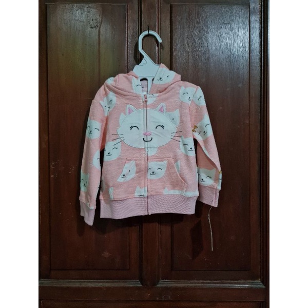 Carter's Original, Pakaian Baby Perempuan, Jaket Hoodie Baby, Size 12-18 bulan, Warna Salem (Sesuai 