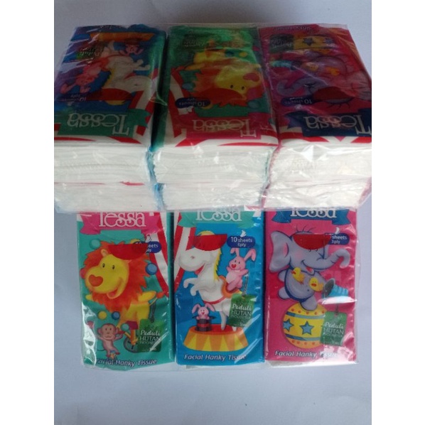 (6 Pack isi 10 Sheet)Tissue Tessa Facial 3 Ply Pocket Saku 1000an Wajah Lembut Handkerchief Tebal Murah Grosir