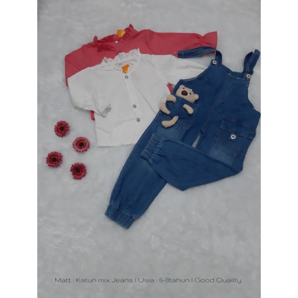 BAJU ANAK PEREMPUAN/SET OVERALL/SET CELANA ANAK CEWEK/SET CELANA KEKINIAN
