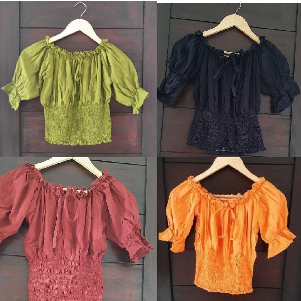 Baju bali Atasan top kerut SABRINA rayon polos | Krop top | Baju kerut | Baju viral