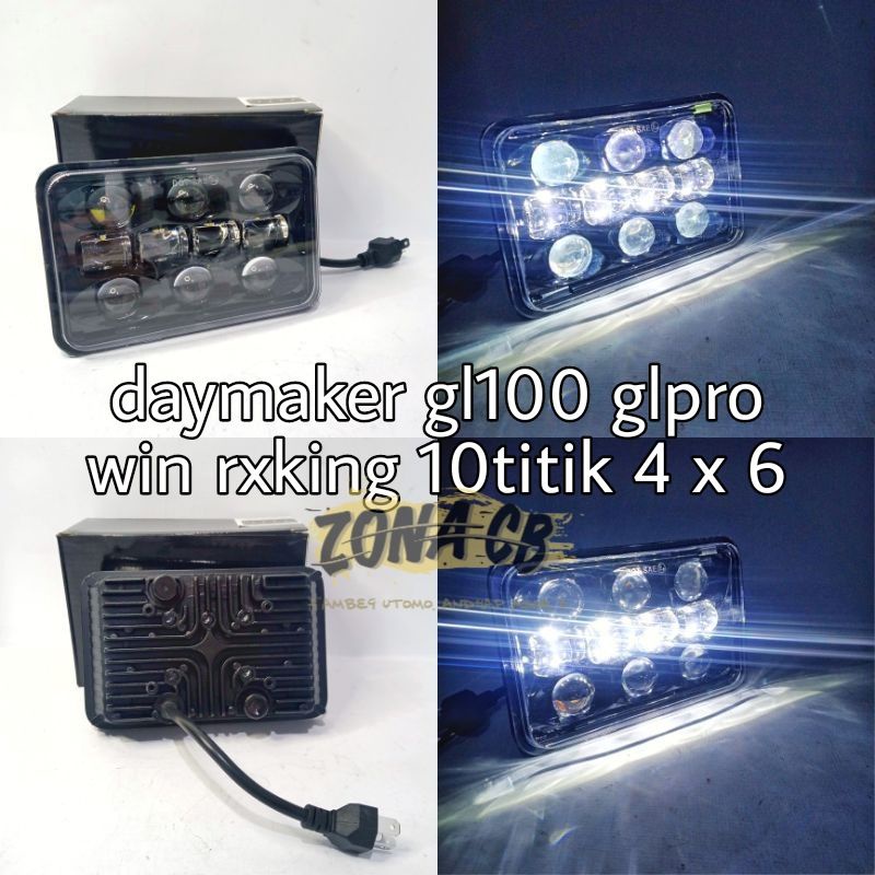 lampu depan daymaker gl100 glpro rxking honda win 10 titik 4x6 super terang original import / lampu 