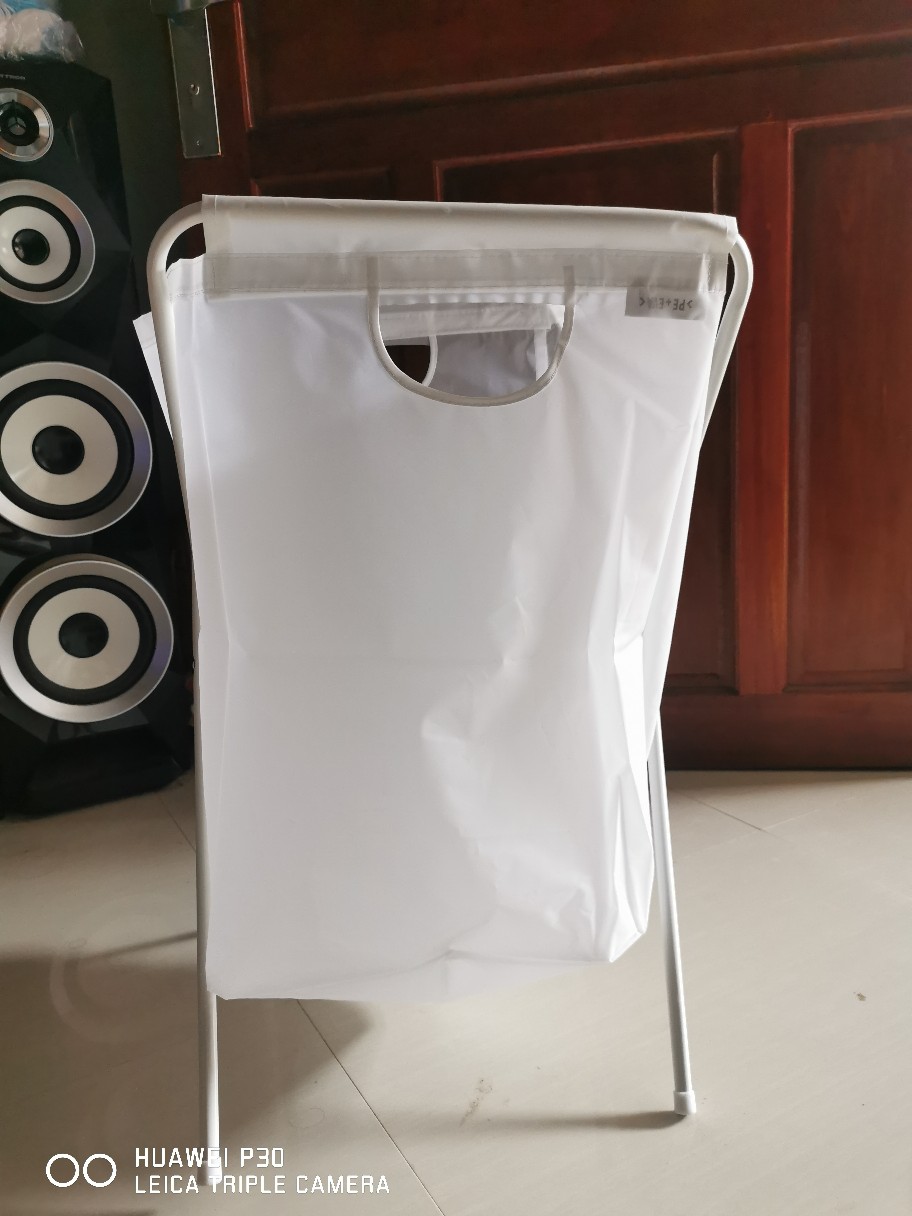 Laundry Bag With Stand, Putih, Keranjang Cucian, Tempat Baju Kotor 70 L