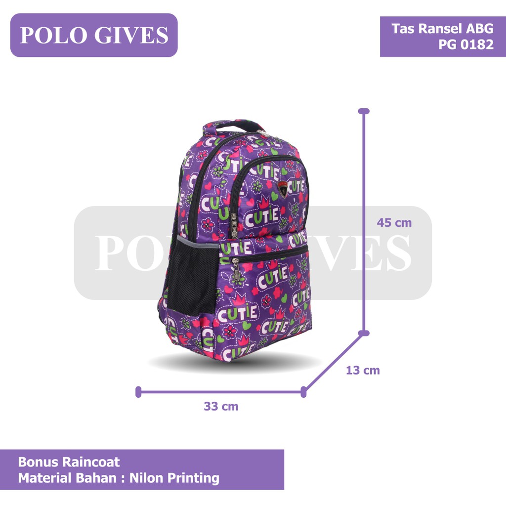 [KLIKTAS] Tas Ransel ABG Sekolah Unisex Import Polo Gives PG 0182 / Backpack / Tas Punggung