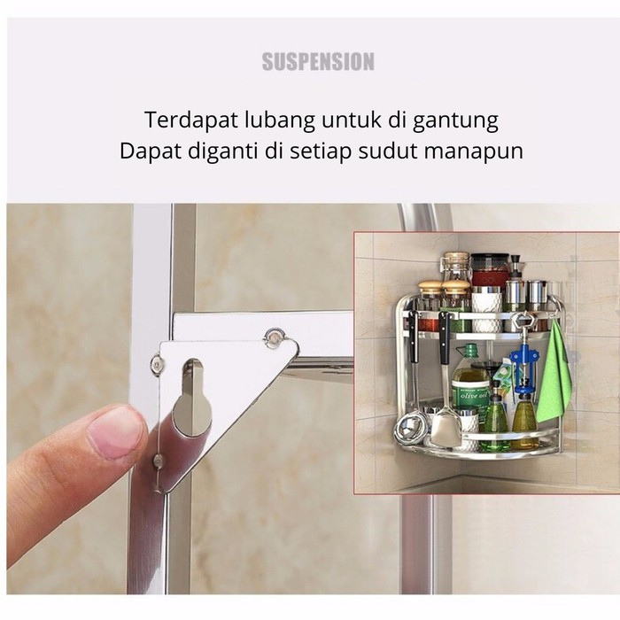 Produk Terbaik - Micoe Rak Sudut Rak Dapur Rak Bumbu Stainless Steel 304 3 Susun