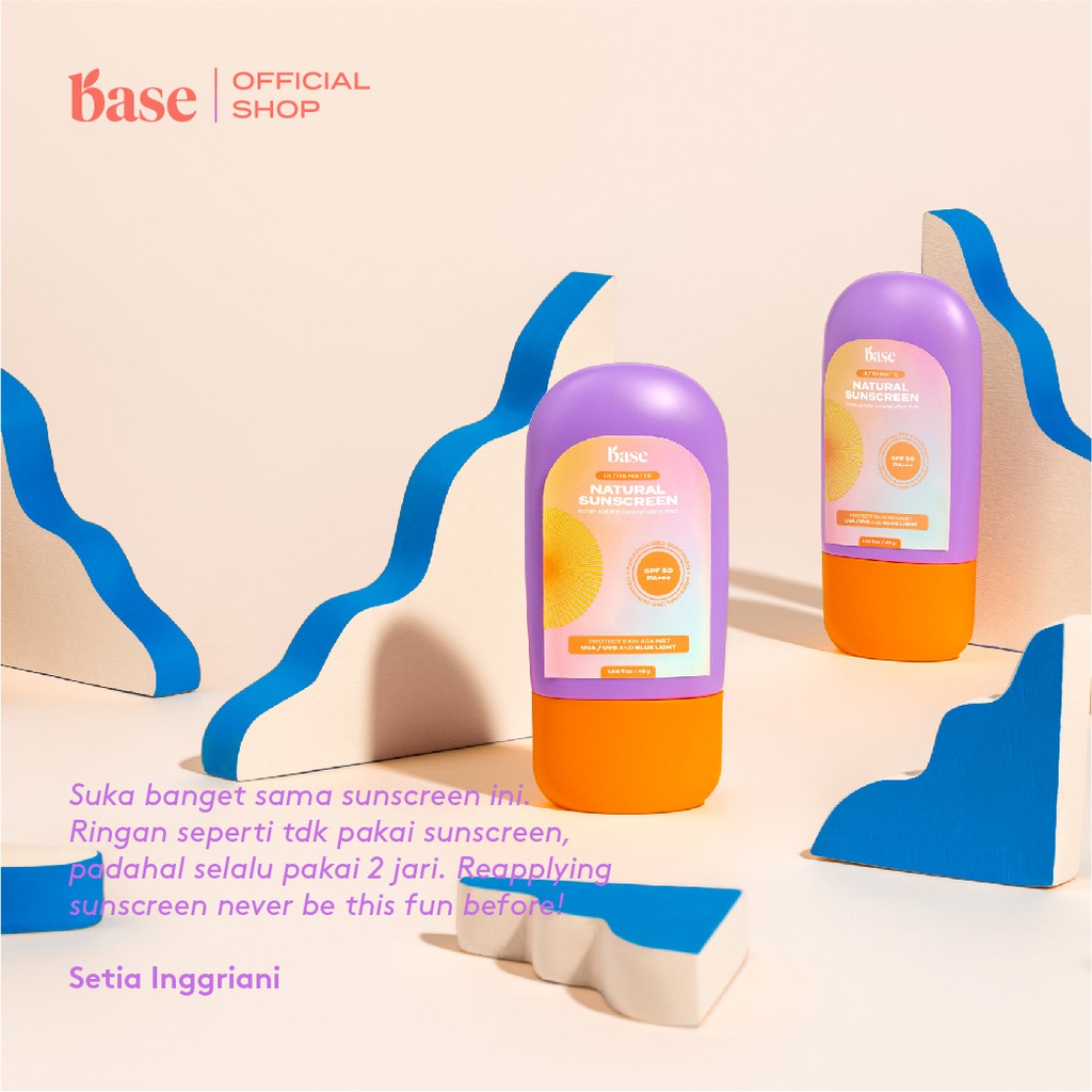 [BEST SELLER] BASE Ultra Matte Natural Sunscreen SPF 50 PA+++ 45 gr Bebas Minyak Anti Kusam [BPOM]