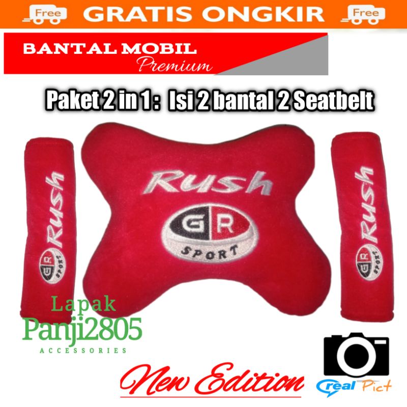 Bantal Mobil Rush GR Sport Red Edition isi 2 bantal