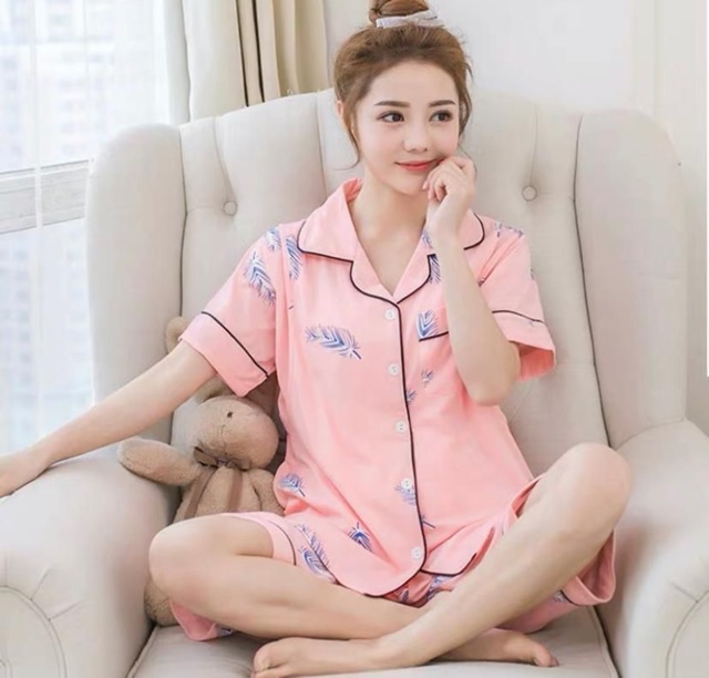 IMPORT baju tidur wanita celana pendek / piyama tidur hp / pajamas import / baju kancing bobo