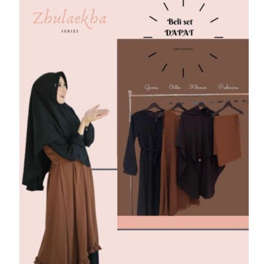 Gamis Zulaekha Set Dapat Khimar &amp; Pashmina