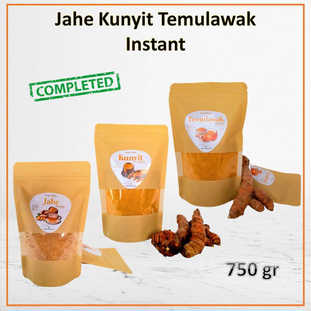 

Temulawak Jahe Kunyit Bubuk Instan Seger Waras Komplit