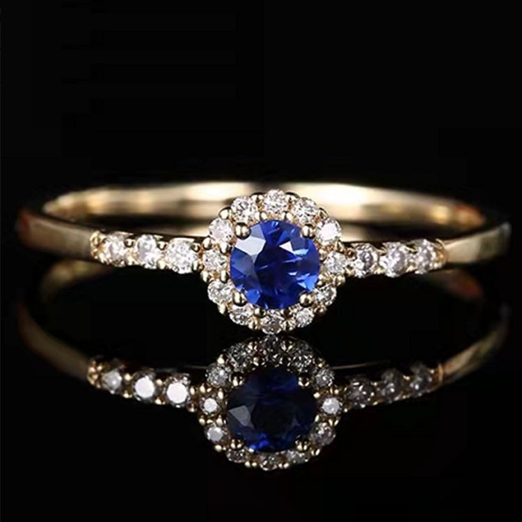 Cincin Bahan Stainless Steel Aksen Batu Permata Warna Biru Untuk Wanita