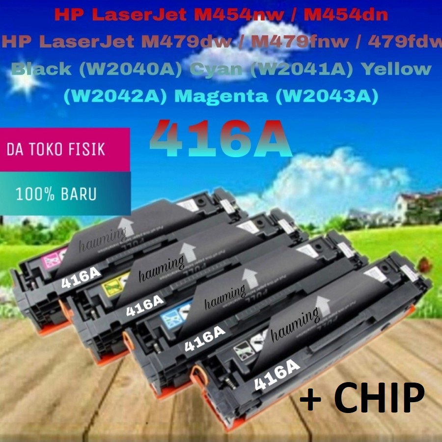 Cartridge Toner Compatible Laser 416A W2040A W2041A W2042A W2043A M454 M479 M454dn M454dn M479fnw Ada CHIP