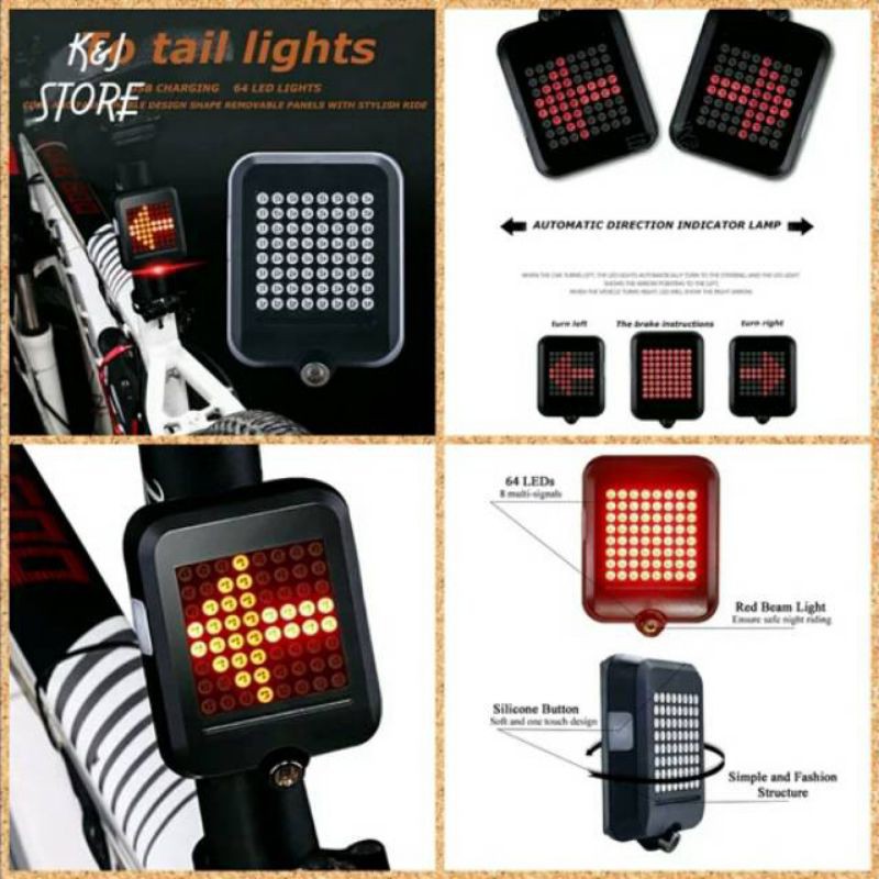 Lampu Sepeda Gunung LED Sein Otomatis Waterproof MTB RoadBike Polygon