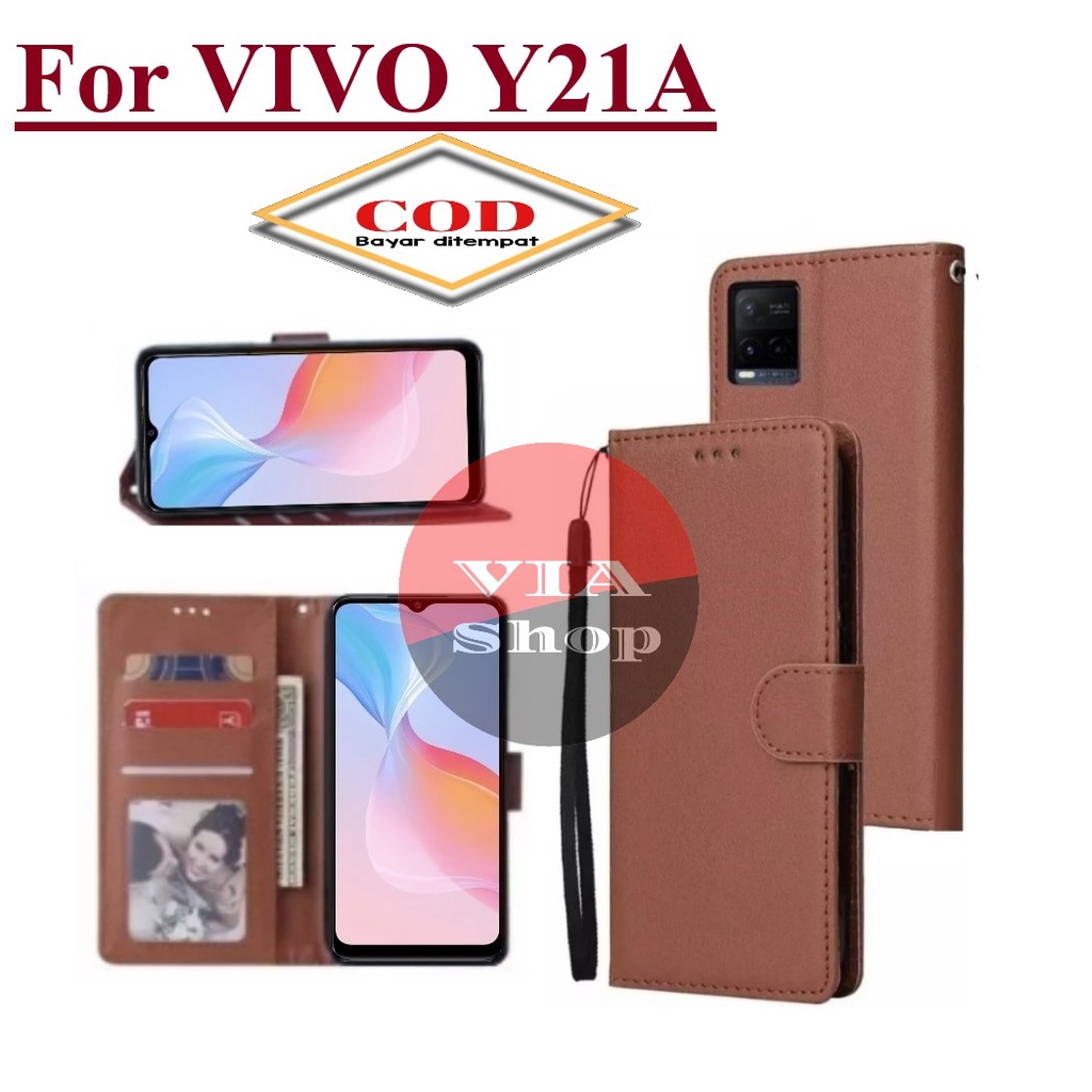 CASE DOMPET NEW  VIVO Y21A SARUNG DOMPET HANDPHONE -COVER FLIP CASE LEATHER PREMIUM FOR NEW VIVO Y21