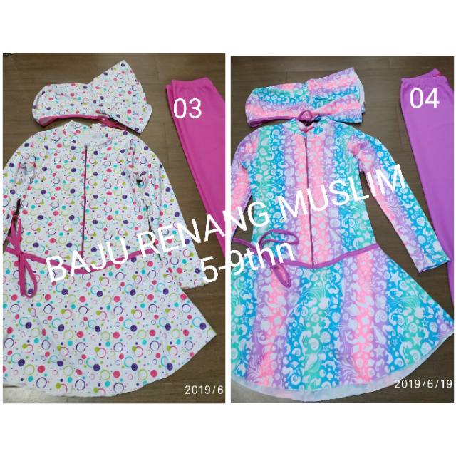 BAJU RENANG MUSLIM MOTIF ANAK USIA 5-9thn