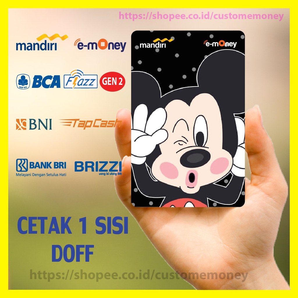 KARTU EMONEY ANIME KARTUN MICKEY MOUSE FACE WALLPAPER ETOLL E-MONEY MANDIRI FLAZZ BCA GEN 2 TAPCASH BNI BRIZZI - 1 SISI