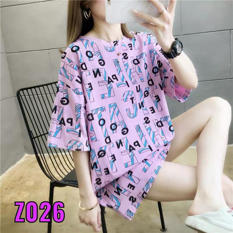 Oversize Tee Tshirt   Wanita Model Longgar Motif Tulisan Z026