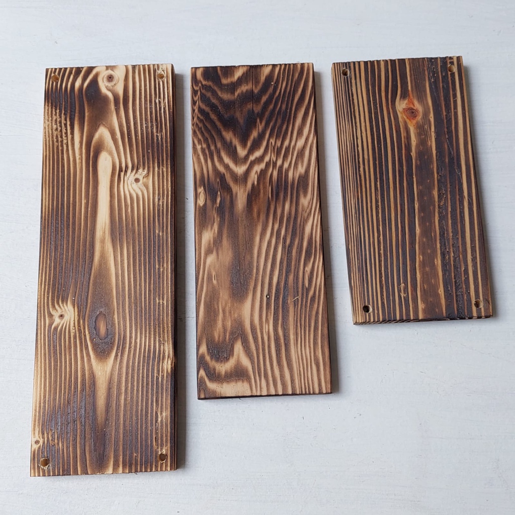 Kayu Jati Belanda Burning Efek Bakar Untuk Rak Plakat Hiasan Dinding