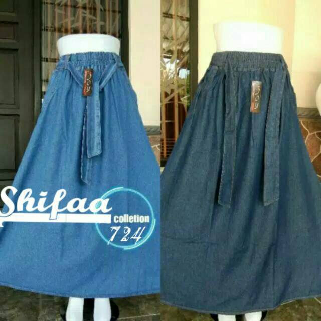 Rok Jeans / Rok Vita Jumbo Panjang (BB 50-80 Kg / All Size Dewasa)