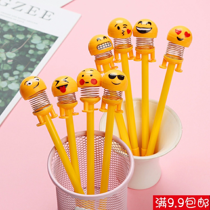 MurmerOfficial R163 Pena Emoticon Per Karakter Unik Lucu Emoji Karakter Smile Spring Doll Pen Import