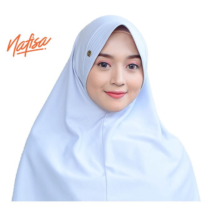 Nafisa Asha | Jilbab Instan Pet Antem | Hijab Instan Bergo Kaos Jumbo | Khimar Syar'i Premium-ABU MUDA
