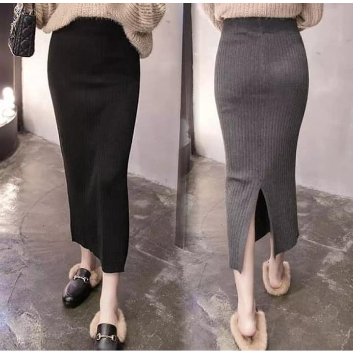 ROK BELAH 7/8 -  ROK KEKINIAN - ROK SPAN RAJUT 7/8