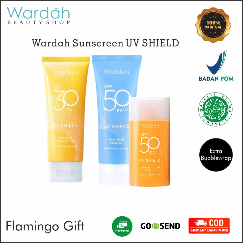 Wardah UV Shield Essential Sunscreen Gel Sunblock Pelindung Matahari SPF 30 50 PA+++