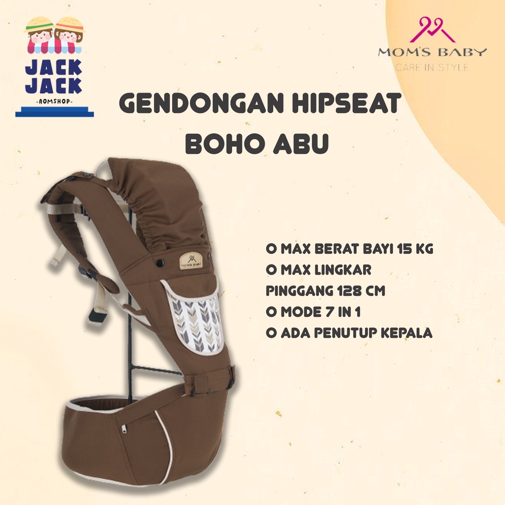 Moms Baby Gendongan Hipseat Cactus/Boho Series | Moms Baby Gendongan Bayi Depan Cactus/Boho Series