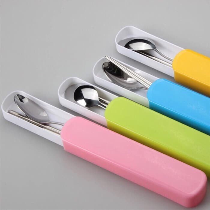 Cutlery Set Stainless Sendok Garpu Sumpit / Set Alat Makan Portable Travel / Sendok Set Stainless