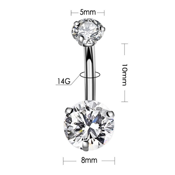 Cincin Tindik Perut Desain Bunga Kristal Ganda Bahan Stainless Steel