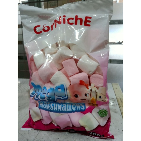 

CORNICHE MEGA MARSHMELLOW 300GR COCOK UNTUK COKELAT FONDUE,KUE,BARBEQUE MARSHMELLOW,ES KRIM