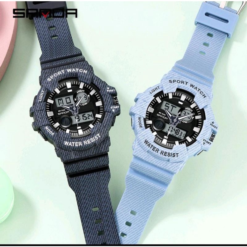 TERVIRALLL !!! Jam Tangan Wanita 0SANDA 3038 Jam Tangan Pria Wanita Digital Analog Tali Rubber Anti Air