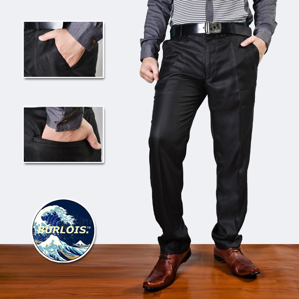 Burlois Original Celana Panjang Formal Slimfit Kantoran Super Wool Black