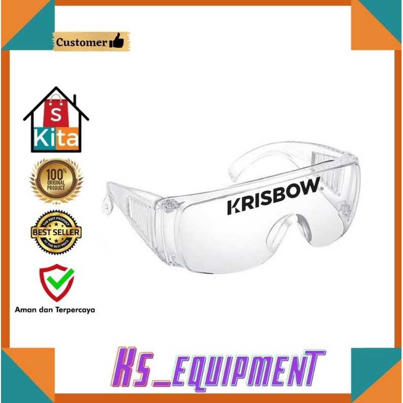 Kaca mata Krisbow clear/Kaca mata Pelindung/Spectacle Clear/Kaca mata safety.