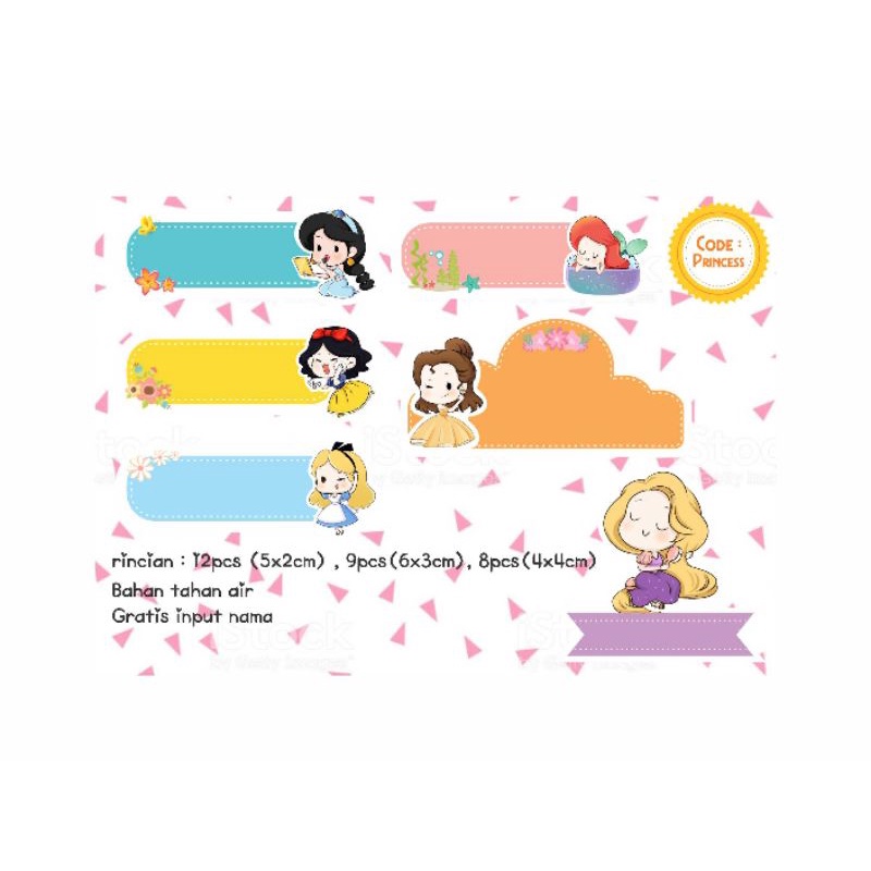 

STICKER LABEL NAMA CUSTOM character TSUMTSUM PRINCESS