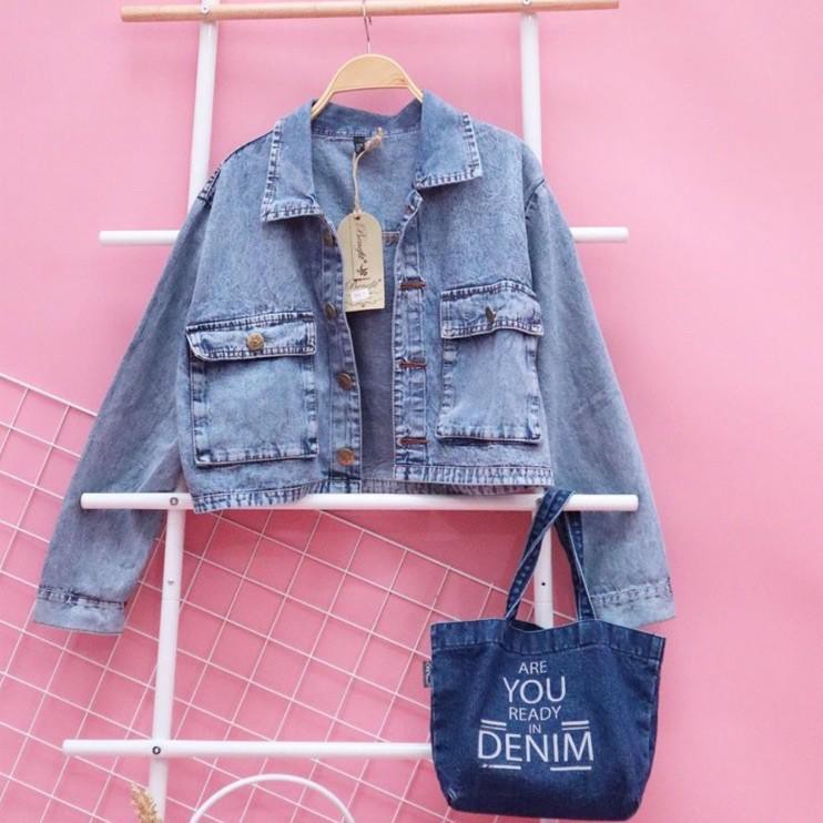 LOOSE JAKET JEANS OVERSIZE // JAKET JEANS CROP WANITA