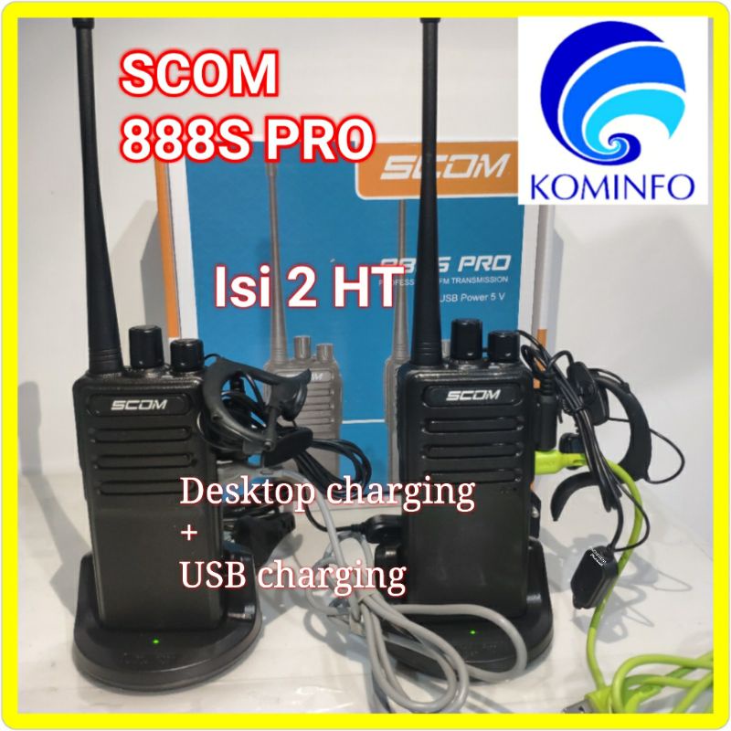 HT SCOM 888s PRO (1 box isi 2 HT) batterai 3000 mah Power 5 watt UHF resmi postel kominfo