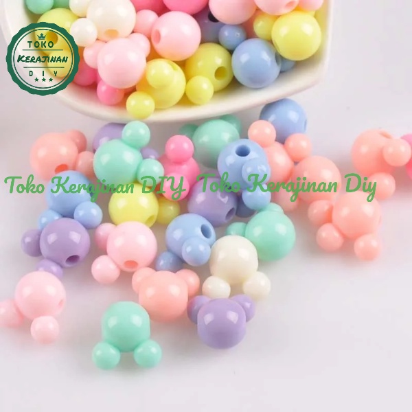 [ 25 pcs ] Manik Manik Mote Pastel Mickey Mouse Bulat