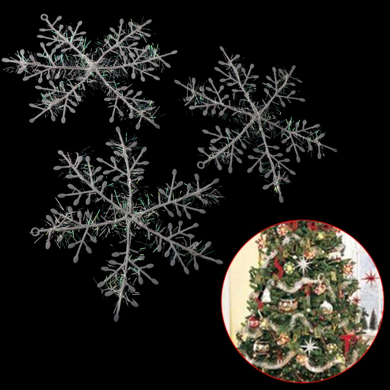 Zzz 3 /9 /15Pcs Ornamen Snowflake Putih Pohon Natal Deco Festival Dekorasi