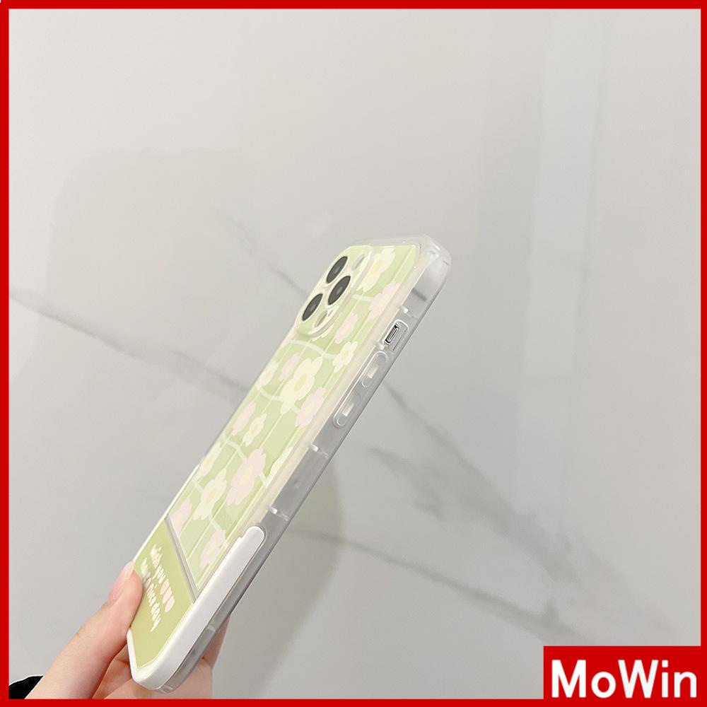 iPhone Case Silicone Soft Case Clear Case Folding Stand Airbag Shockproof Protection Camera Green Plaid Flower Compatible For iPhone 11 13 Pro Max 12 Pro Max 7Plus xr