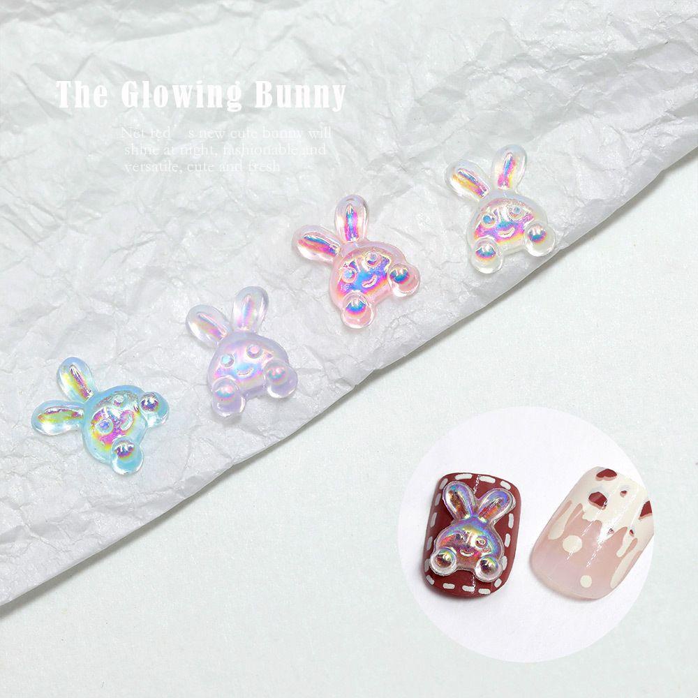 AUGUSTINA Agustinina Dekorasi Kuku Bercahaya Flatback Warna Campur Glitter Kawaii Nail Art Ornamen Kristal DIY Manicure Aksesoris