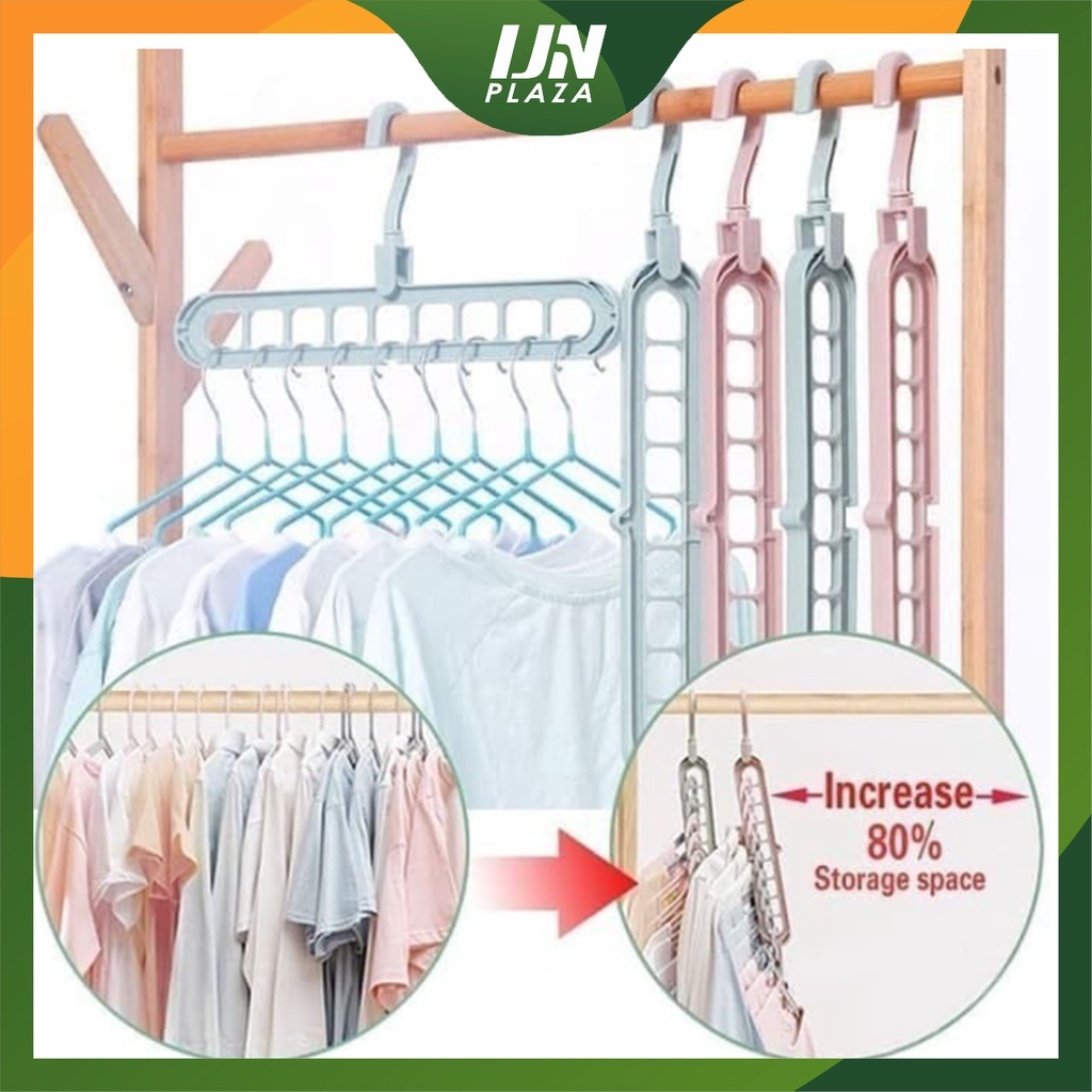 ❤ IJN ❤ Gantungan Baju 9 Lubang / Magic Hanger Multifungsional Foldable Hanger Gantungan Baju Ajaib 9 in 1