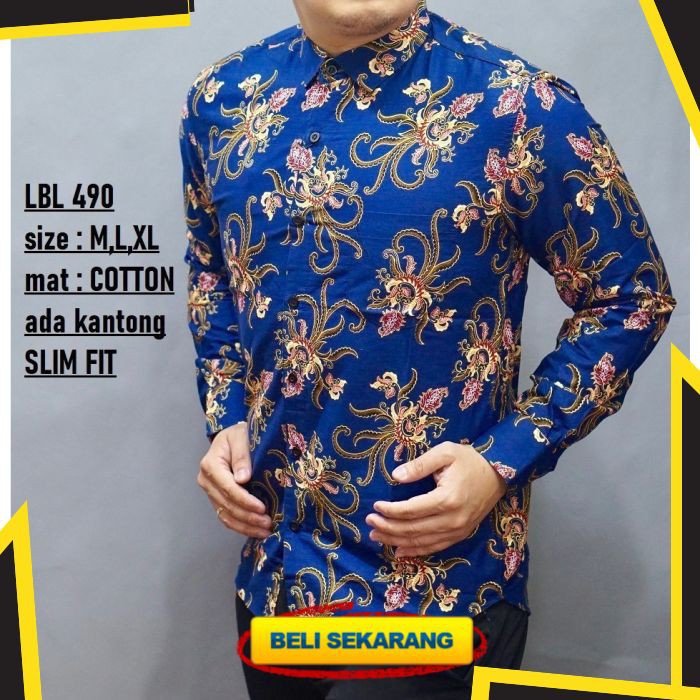 LBL490 KEMEJA BATIK PRIA SLIM FIT BAJU BATIK PRIA SLIM FIT KATUN HALUS BATIK SOLO