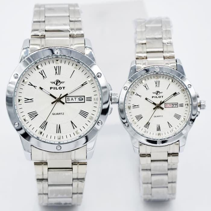 Jam Tangan Couple Original Pilot Rantai Wajin
