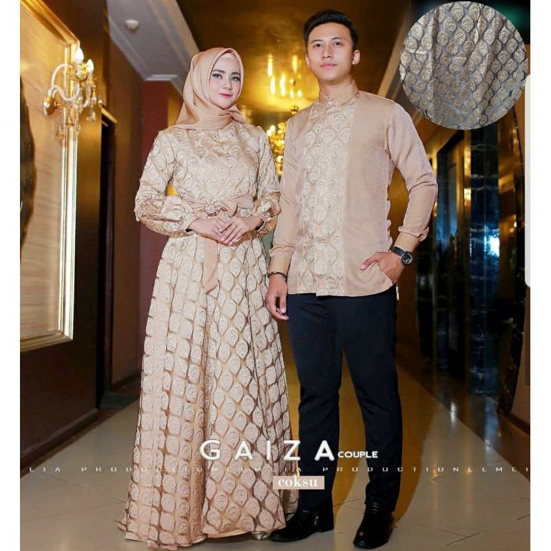 Baju Couple Kondangan Kekinian Modern Kapel Pesta Keluarga Elegan Mewah Pasangan Muslim pesta mewah