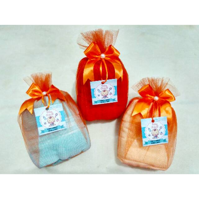 SOUVENIR HANDUK MURAH 40x80 LABEL CUSTOM DESAIN ultah anak unik murah wedding