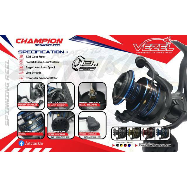 Reel Pancing Power Handle Vezel Champions 500 800 1000 2000 3000 4000 14 Ball Bearings Omah Pancing