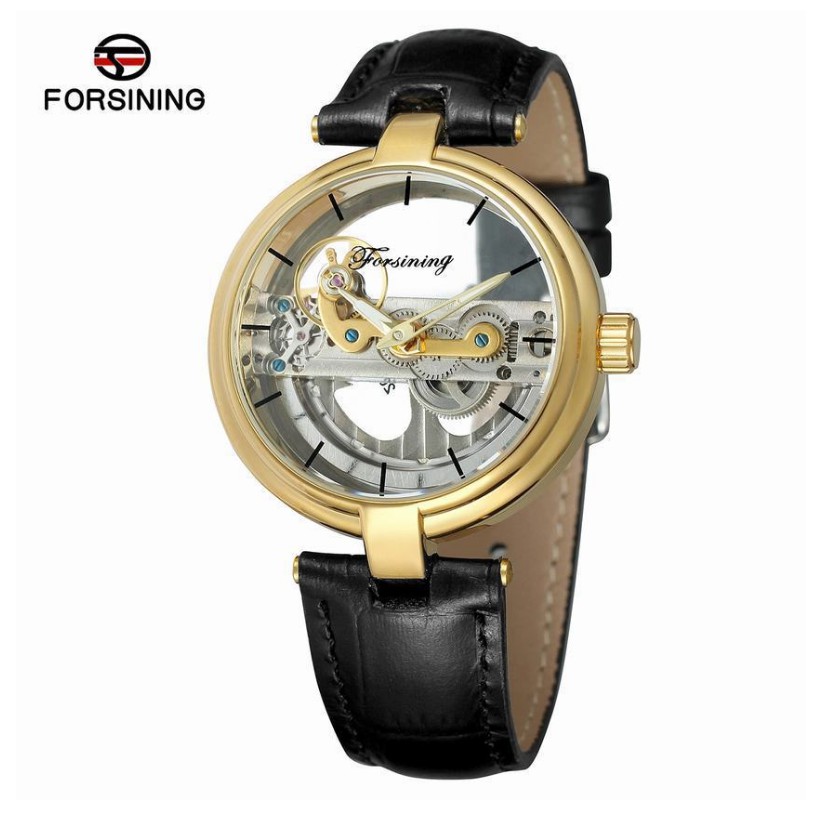 

FORSINING Jam Tangan Mekanik Otomatis Sport Transparan Anti Air dengan Strap Kulit