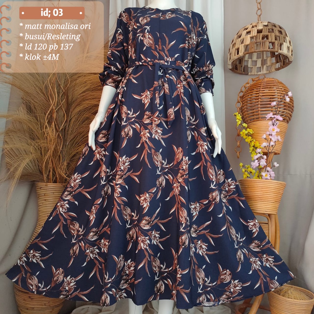 GAMIS MONALISA PREMIUM KLOK SUPER JUMBO MOTIF BUNGA TERBARU/GAMIS MONALISA PREMIUM KLOK SUPER JUMBO