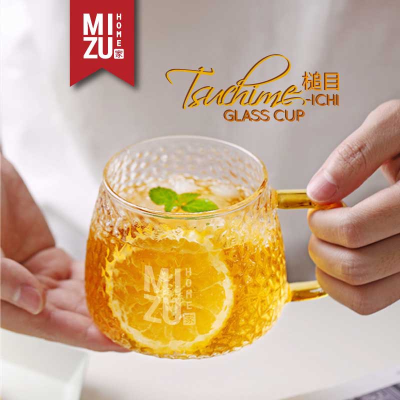 MIZU TSUCHIME-ICHI Glass Cup Japanese Hammered Mug Cangkir Kaca Cangkir Minum Air Teh Kopi Jepang-5